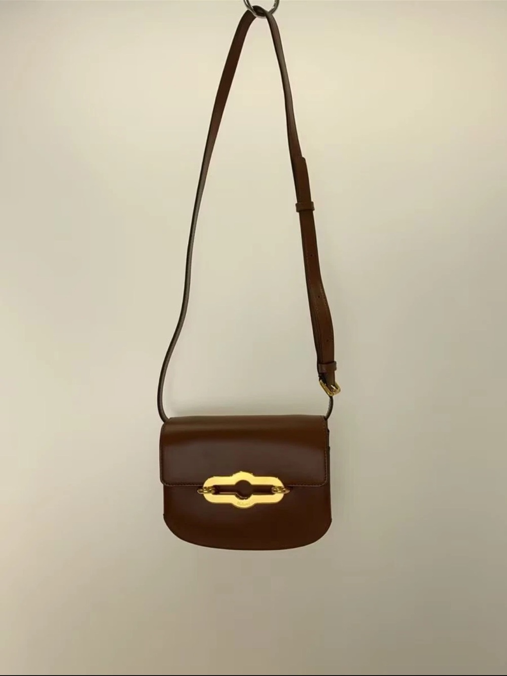 Mulberry Chestnut Brown Leather Crossbody with Gold Hardware